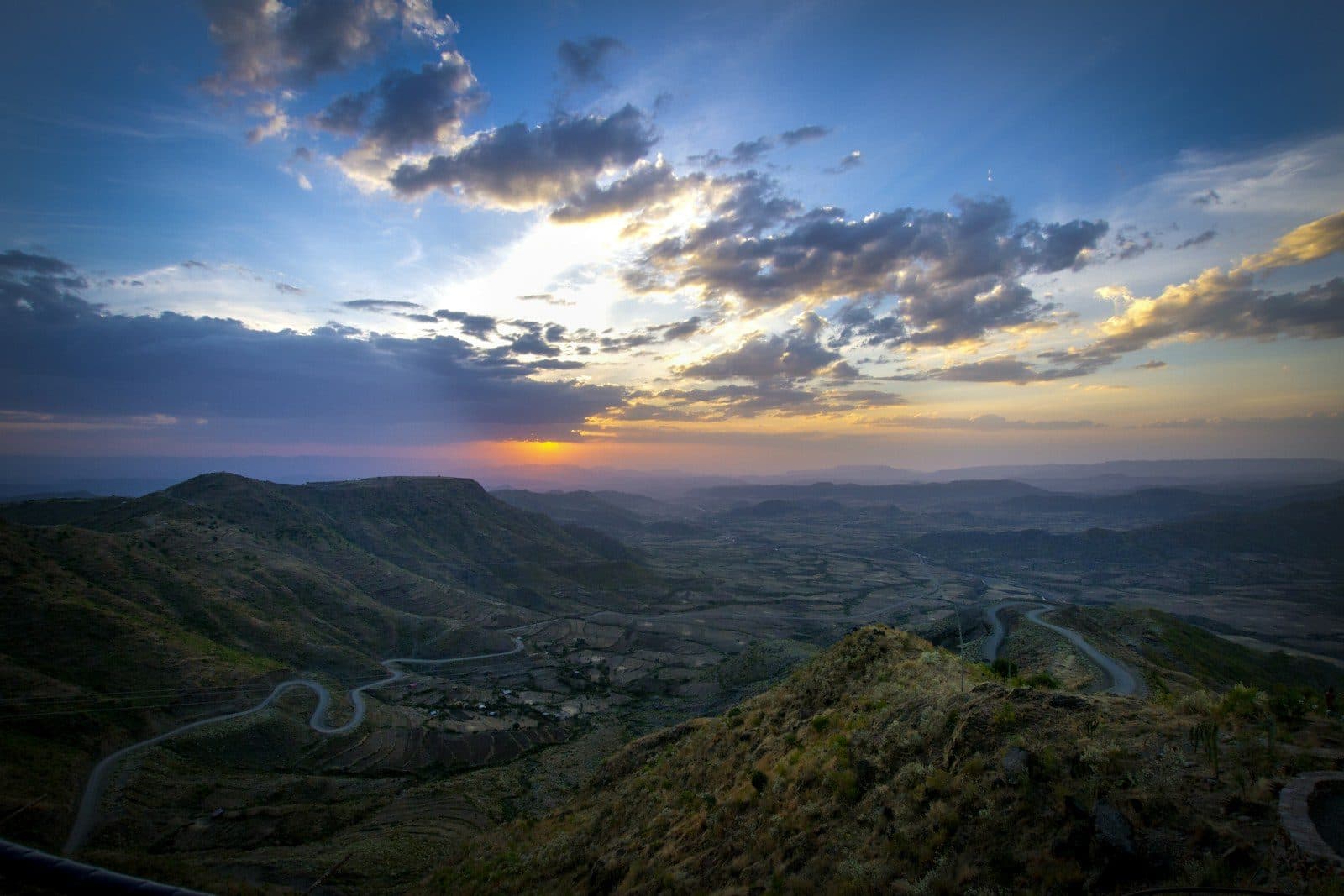Ethiopian highlands at sunset